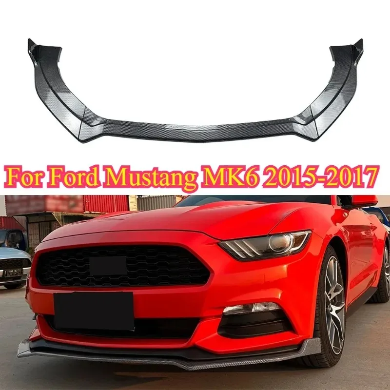 For Ford Mustang MK6 2015 2016 2017 Front Bumper Lip Spoiler Splitter Diffuser Body Kit Tuning ABS Canard Lip Protector Cover