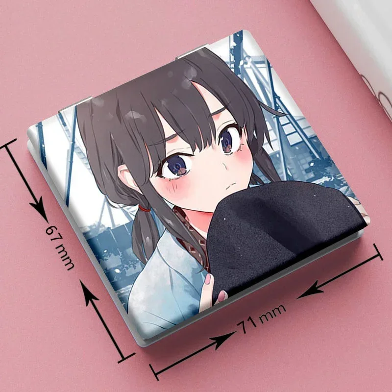 7x6 cm La mia commedia romantica giovanile è sbagliata come mi aspetta Specchio per trucco pieghevole bifacciale Anime portatile con ingrandimento carino