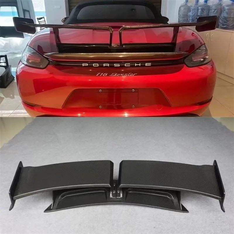 

For Porsche 718 Boxster 2016-2019 Real Carbon Fiber Tail Wing Wing Rear Trunk Lip Car Accessories Refit Decoration Spoiler Kit