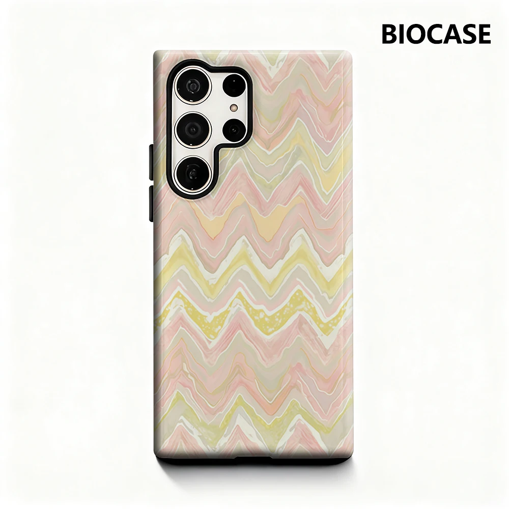 Pink Color Mountain Phone Case for Samsung Galaxy S25 Ultra S24 S23 Ultra Plus Glossy Double-layer Back Cover