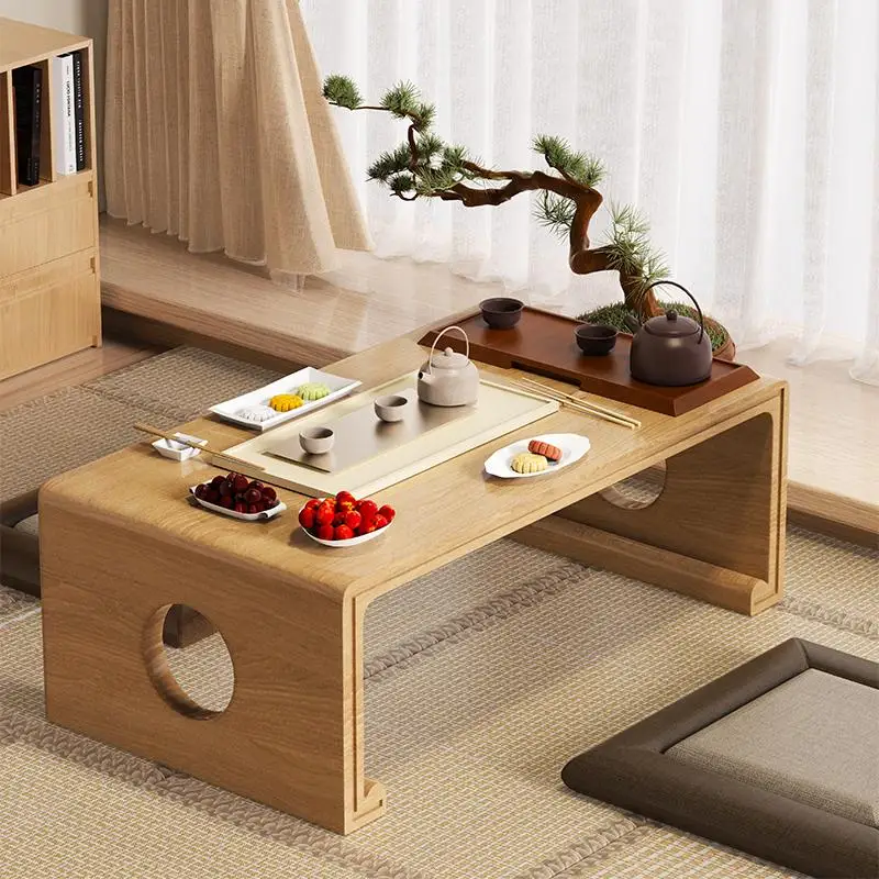 

Solid wood tatami coffee table bay window household low simple tea table balcony bed small table Sinology guqin tabl