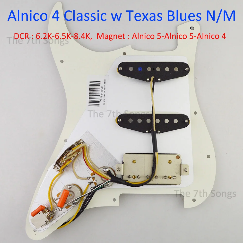 Coil Splitting HSS for ST Alnico 2 Blues w '57 Classic / Alnico 4 Blues w '59 PAF Guitar Prewired Loaded Pickguard Pickup Wiring