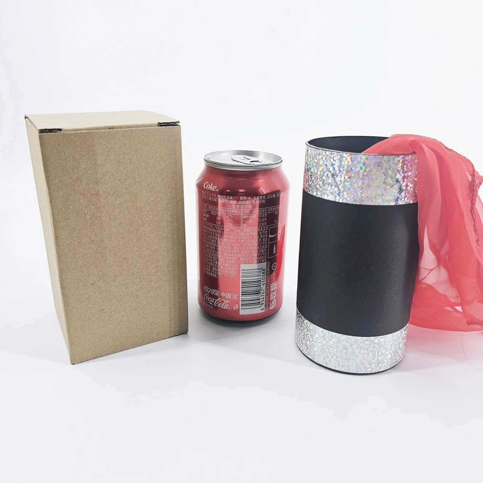 Vanishing Coke Can Magic Trick Silk and Cane Illusion Close Up Stage Magia Gimmick Prop Funny Magician Accessories