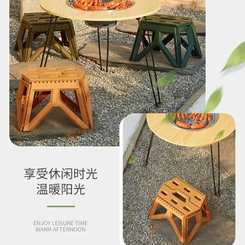 Multifunctional Folding Stool Sturdy PP Material 125kg Load-Bearing Lightweight Portable Seat for Outdoor Leisure Home Small