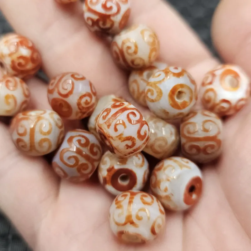 1pcAntique Agate Abacus Beads Jade Beads Stone Scattered Beads Carnelian Return Pattern Jade Beads Buckle Bracelet Necklace Orna