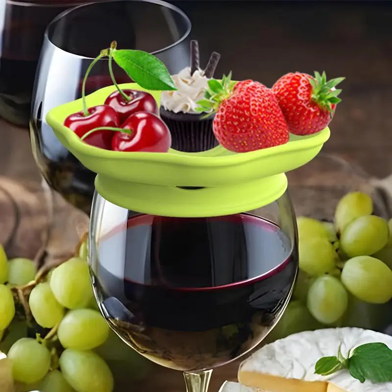 Wine Glass Charcuterie Boards Silicone Cheese Board Deli Plate Table Top Wine Glass Cup Topper Serving Tray Dust Lid For Party