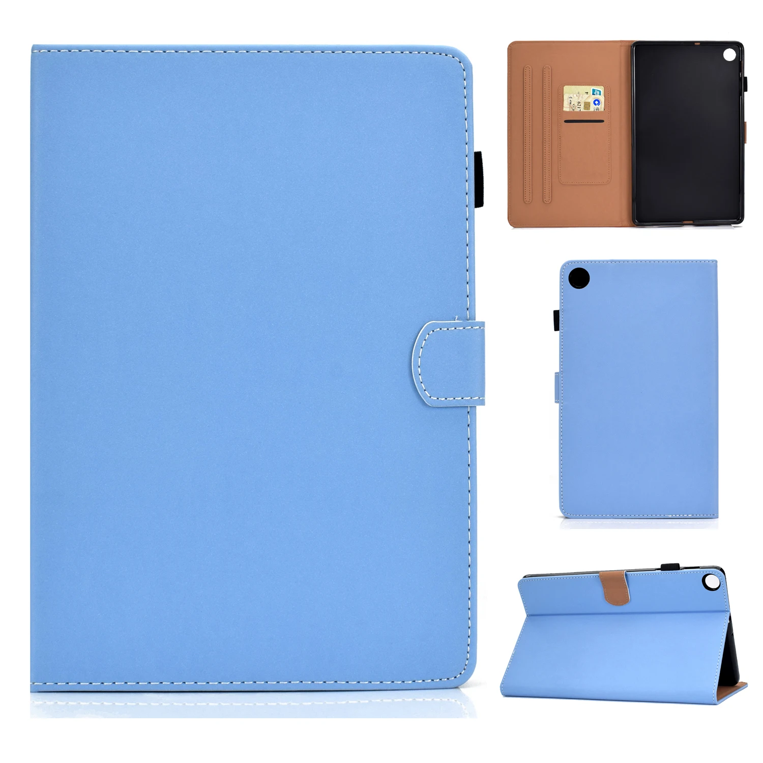 

Flip solid color Card slot wallet Cover For Lenovo Tab M10 Plus 3rd Gen 10.61" With pen slot shockproof Tablet protective cover