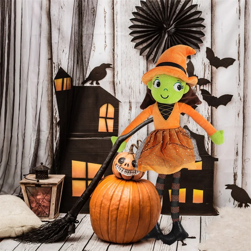 Halloween Witch Plush Toy Cute Little Witch Doll Lovely Stuffed Cartoon Doll Party Decoration Holiday Gifts for Kids Adults