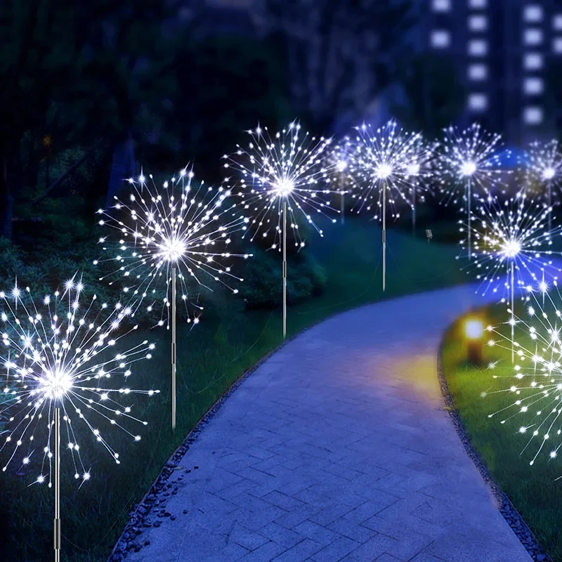 NONE LED Solar Feuerwerk Lichter Garten Dekoration Lichterkette Wasserdichte Outdoor Löwenzahn Rasen Lampe für Garten Landschaft Rasen Dekor 7