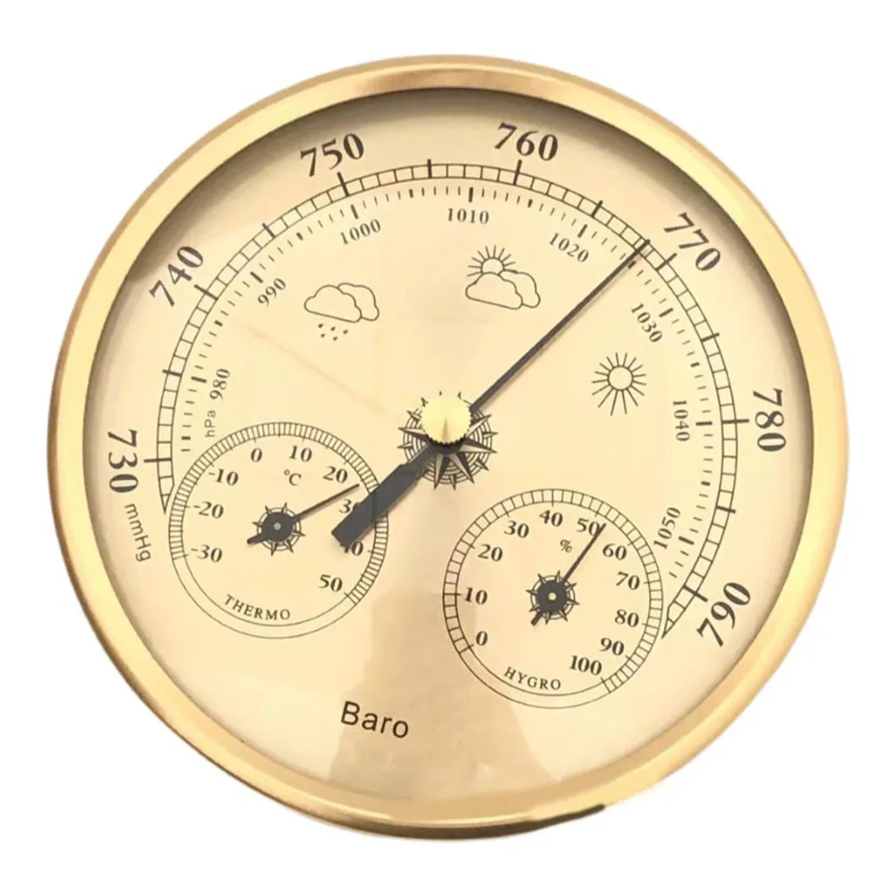 3 In 1 Temperature Humidity Pressure Barometer For Indoor And Outdoor 130mm  -30~50℃ 0~100%RH 70~1050hPa Measuring Tool