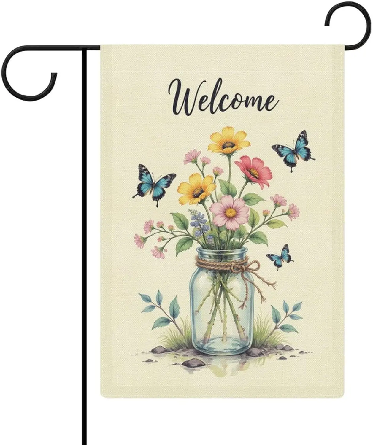 Flowers And Butterflies Garden Flag 12x18 Inch Double Sided, Yard Flags for Seasonal Outside Outdoor Decoration DDI GGX