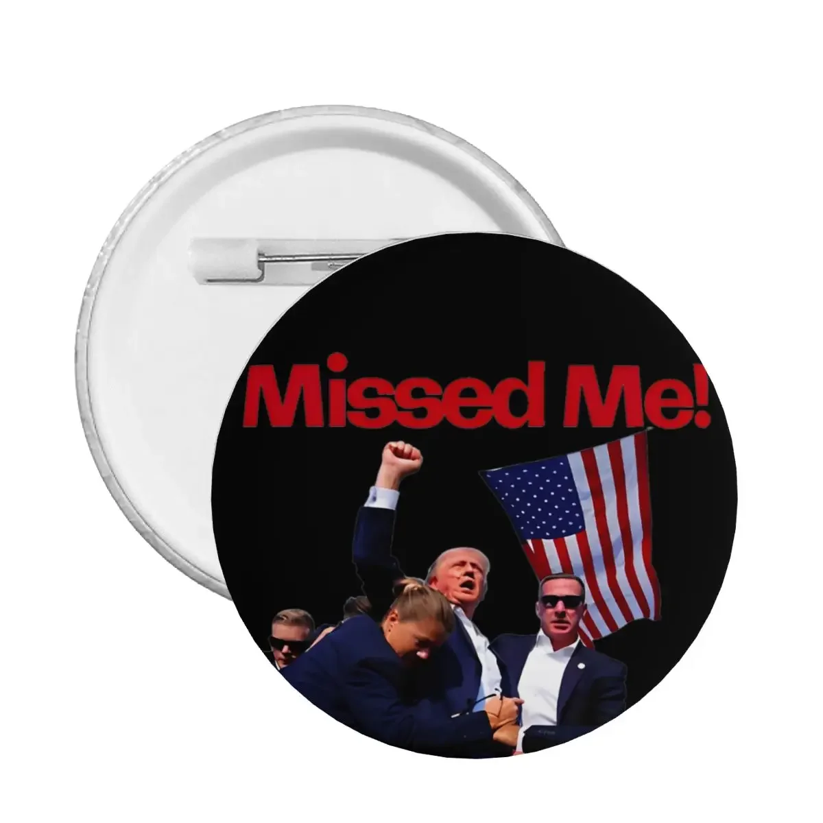 Missed Me Trump Assassination Attempt Soft Button Tinplate Pins Round Brooches Backpack Clothes Hat Lapel Badge Accessories Gift