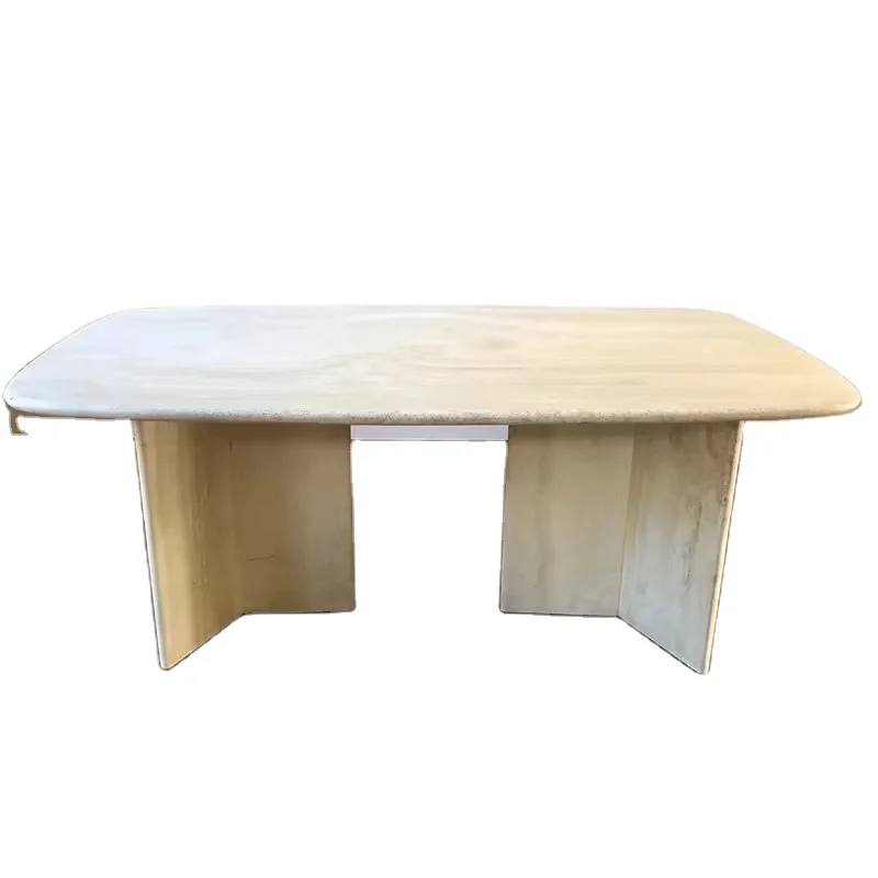 Oval luxury marble dining table, natural stone tableware, living room or hotel entrance table