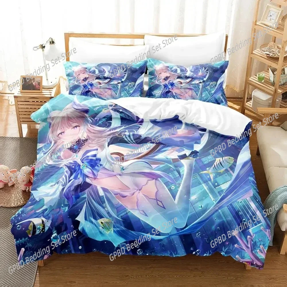 Genshin Impact Sangonomiya Kokomi Cartoon Anime Duvet Cover Sets for Boys Adults Bedroom Girls Kawaii 2023 Bedding Set