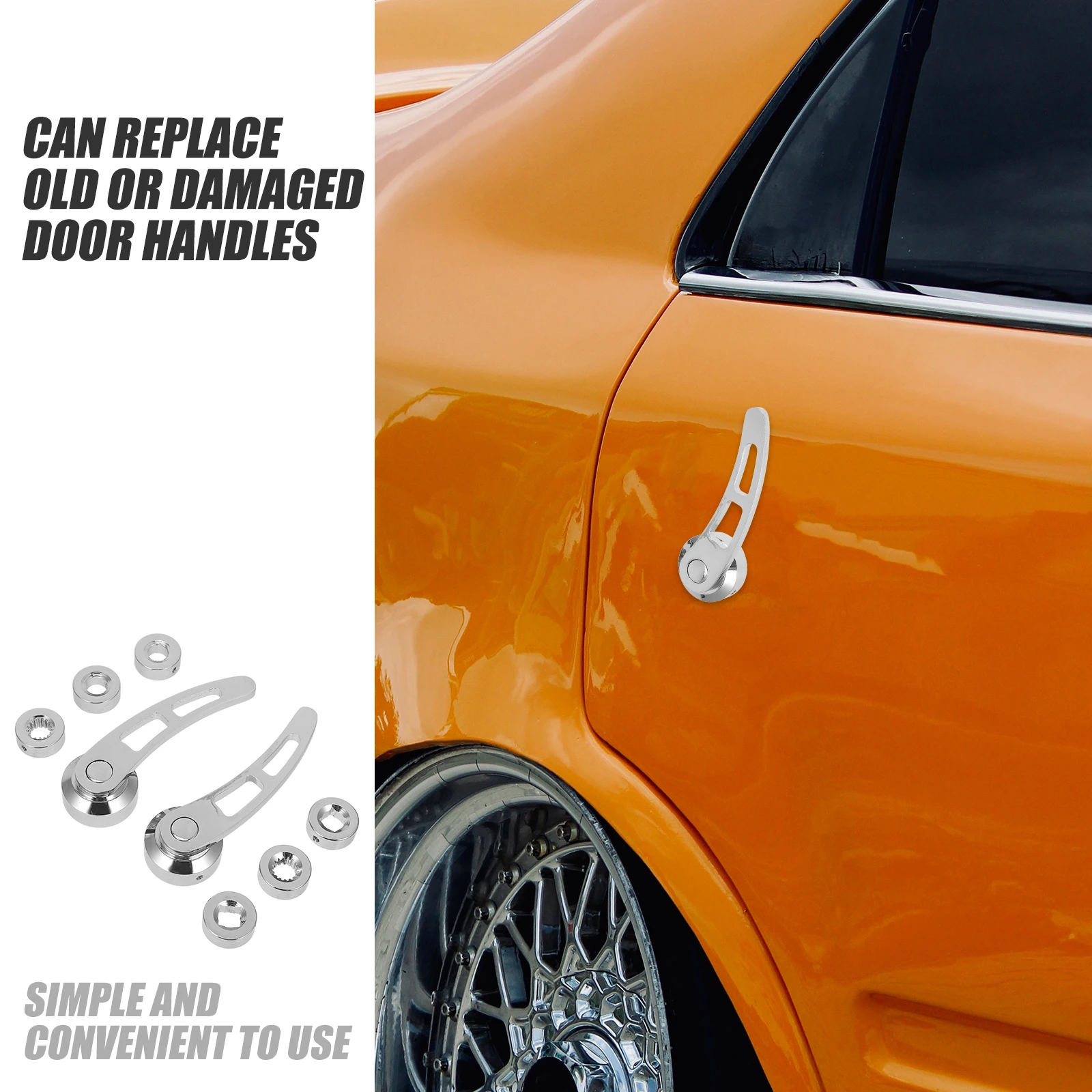 

1Set Vintage Car Door Handle Aluminum Alloy Electroplate Easy Install Replacement Kit Auto Exterior Door Handle Set