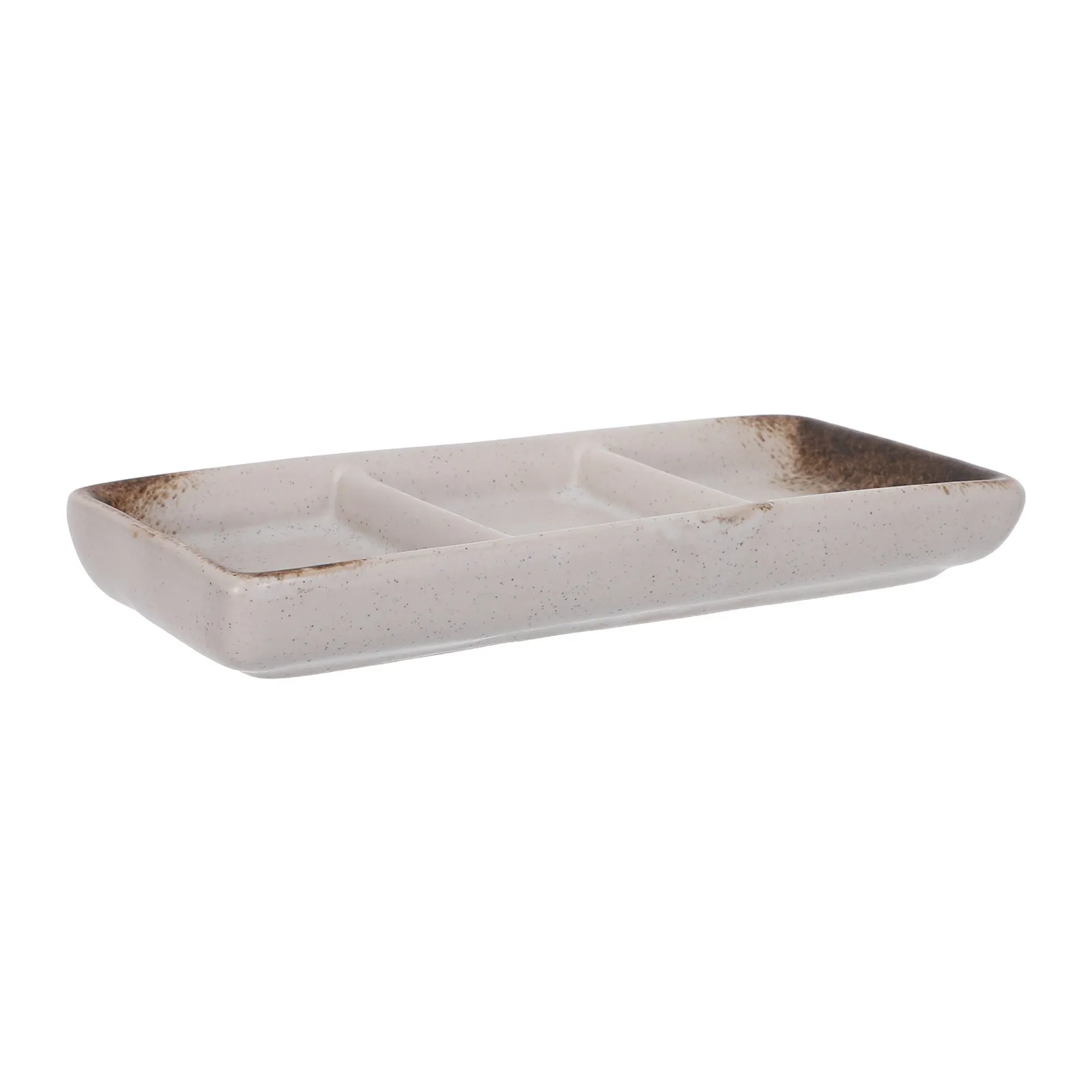 

Japanese Ceramic 3-Compartment Sauce Dish 20.5cm Multi-Section Divided Fondue Plate for Sushi Bbq Condiments Nuts Spices Kitchen