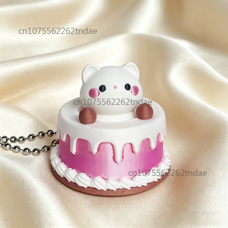 Cake Dessert Shape Keycap Clicker Keychain, 3D Printed