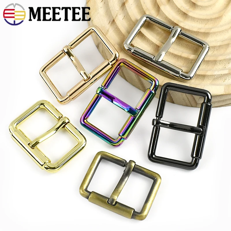 

5Pcs Meetee 13-38mm Metal Pin Buckle for Belt Webbing Strap Rectangle Adjust Sliders Leather Band Roller Hook DIY Accessories