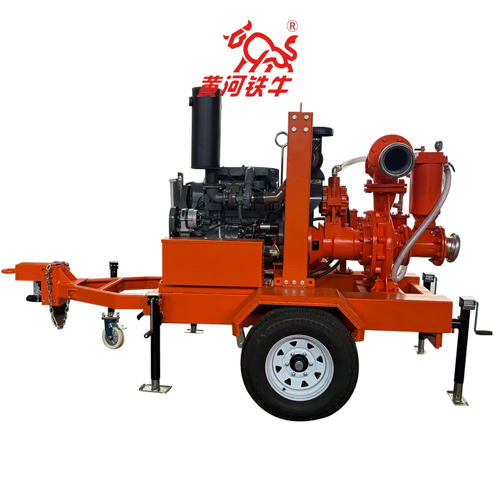 6 Inch   Engine Water Pump Direct Connection Dewatering Pumps Water Mobile Two Wheels Pump