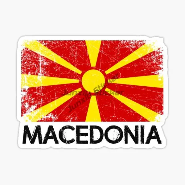 Creative Macedonian Flag Map Skull Decal Vinyl Waterproof Sunscreen Suitable Motorcycle Off road Laptop BarCar Accessories Decal