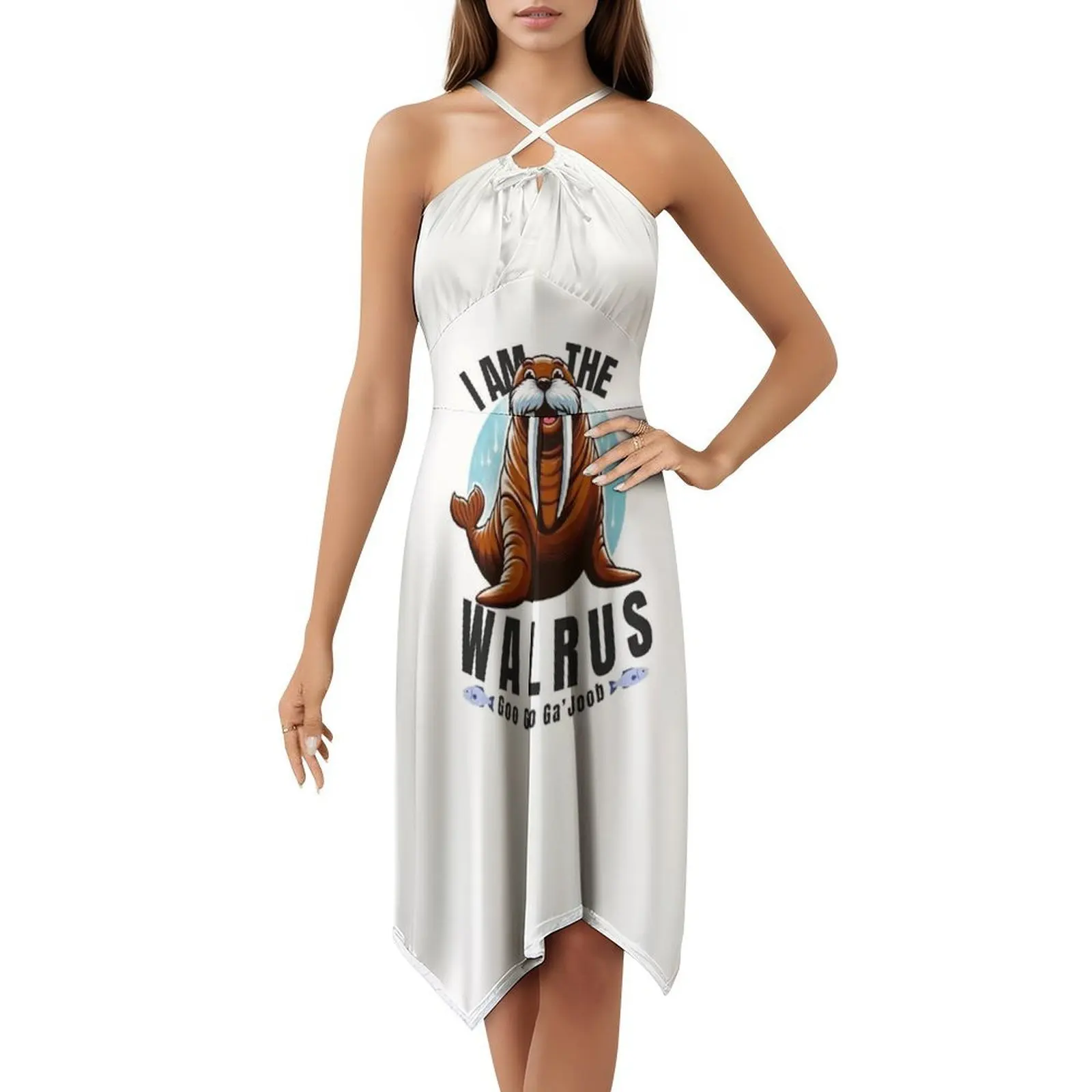 فستان I Am The Walrus' على الطراز الكوري للنساء فستان كاجوال أنيق للحفلات أو الارتداء اليومي موسيقى كلمات الفظ واللفة الكلاسيكية #5