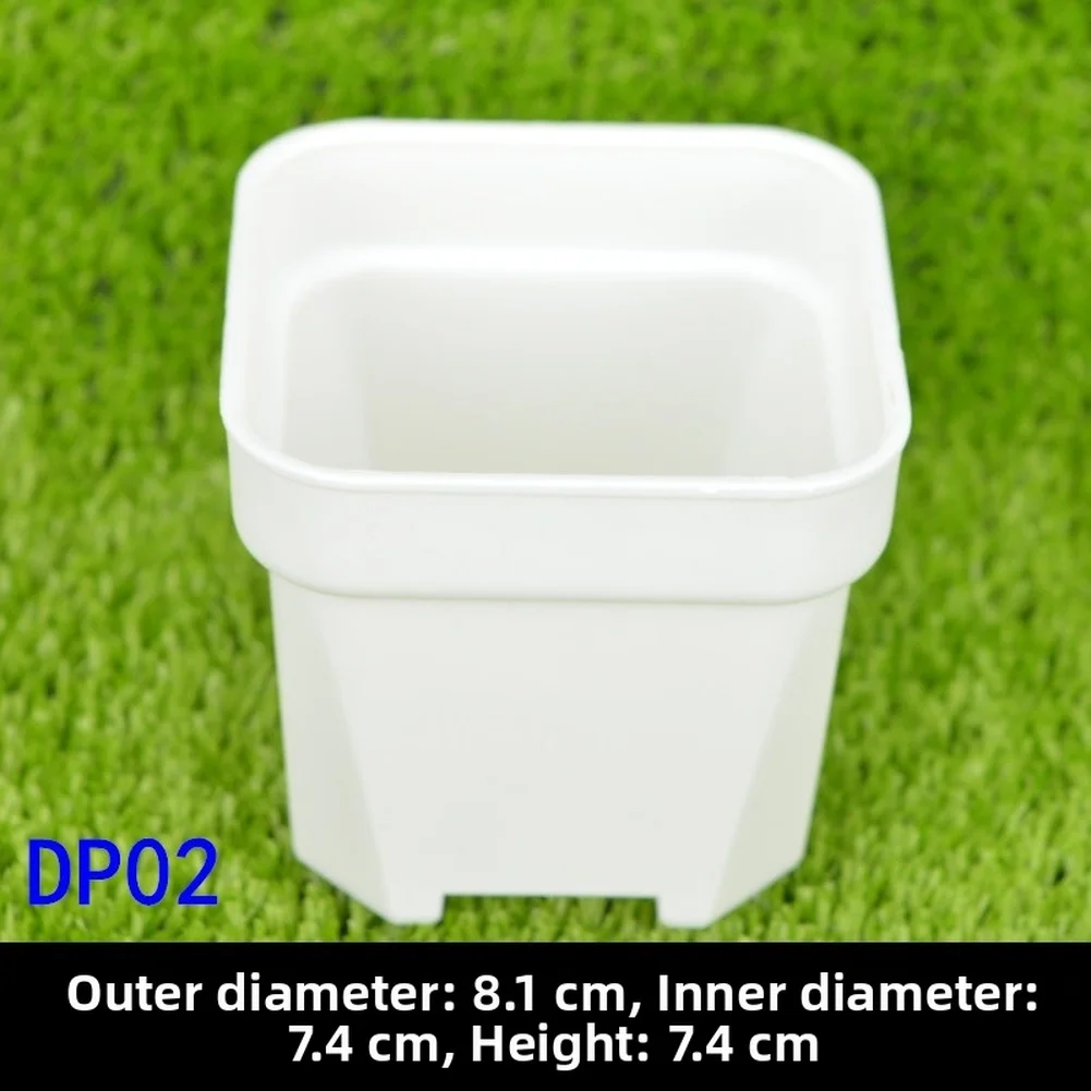 Shallow Square Flower Pot 8.1x7.4x7.4cm Recycled Plastic Lightweight 36g for Succulent Arrangements Indoor Outdoor Use
