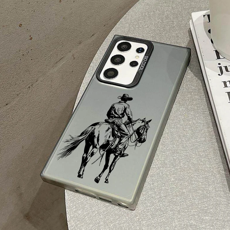 Horse Pattern Phone Case For Samsung S26 S25 S24 A57 A56 A37 A36 A17 A16 A07 M56 Ultra Plus Laser PC+TPU Cases Cover-S741P1