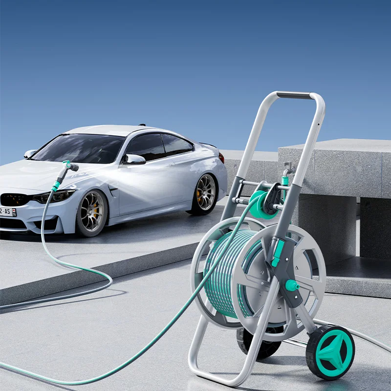 Hose Reel Trolley Long Lasting and Durable Portable Movement with Large Wheel Rewind Hose with Guide Rail Anti-freeze Hose
