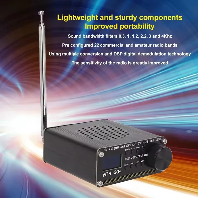 ABZV-Easy To Read Ricevitore digitale portatile ATS 20+ Radio World Band professionale per la casa per ricevitore esterno