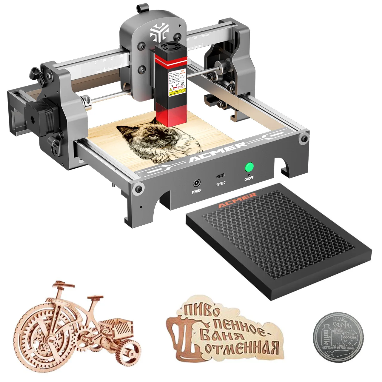 ACMER Mini Portable Laser Engraver DIY Machine Laser With Cutting Honeycomb Working Table CNC Router Wood Cutting Tool Christmas Valentine's Day Gifts Business Street Vending