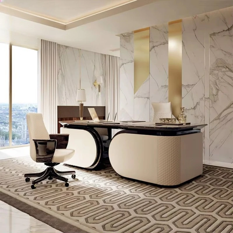Available luxury minimalist modern wooden desk, suitable for commercial use in villas