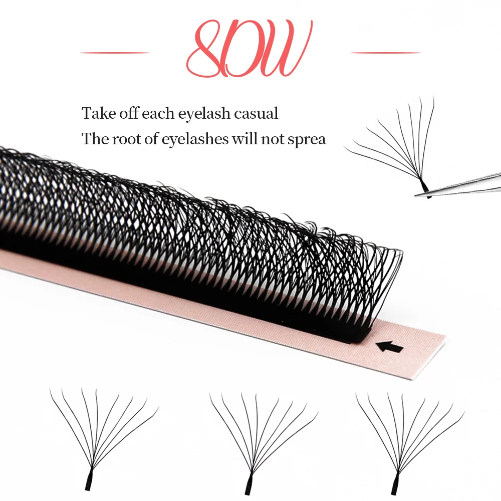 Diosa W forma Bloom 6D/7D/8D floración automática 6DW forma ventiladores prefabricados ventiladores de volumen prefabricados extensiones de pestañas Natural suave