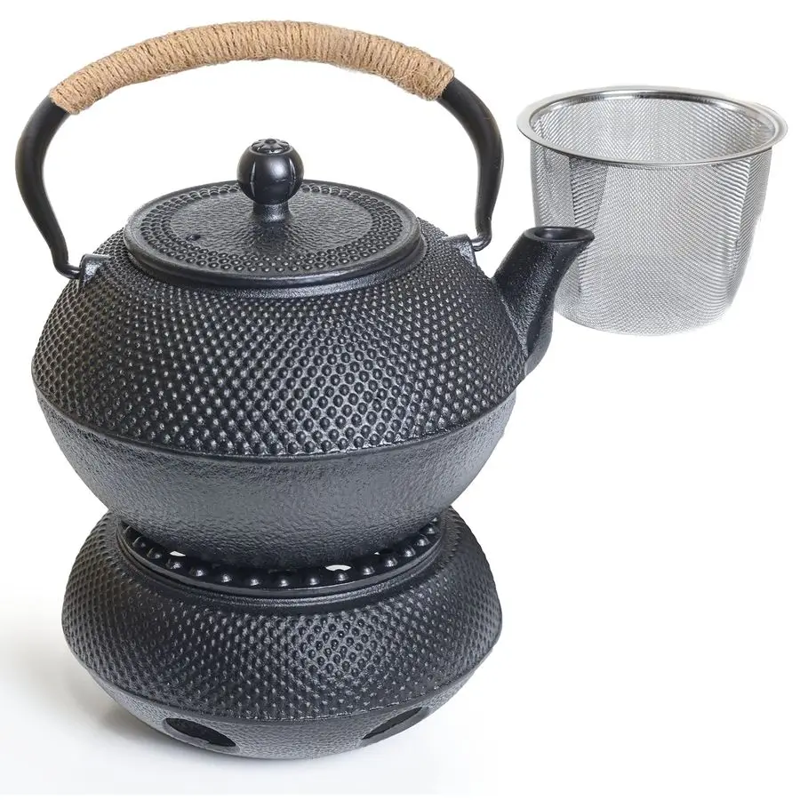 

Cast Iron Teapot Set, 40 oz 1200 ml Japanese Style Teapot with Infuser and Warmer, Tea pot Tea Kettle Coated with Enameled Inter