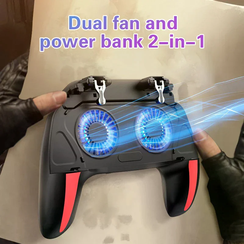 قبضة وحدة تحكم الألعاب H10 مع مروحة تبريد - بطارية 5000 مللي أمبير في الساعة لهاتف PUBG Mobile، حامل هاتف مريح مع أزرار تشغيل #3