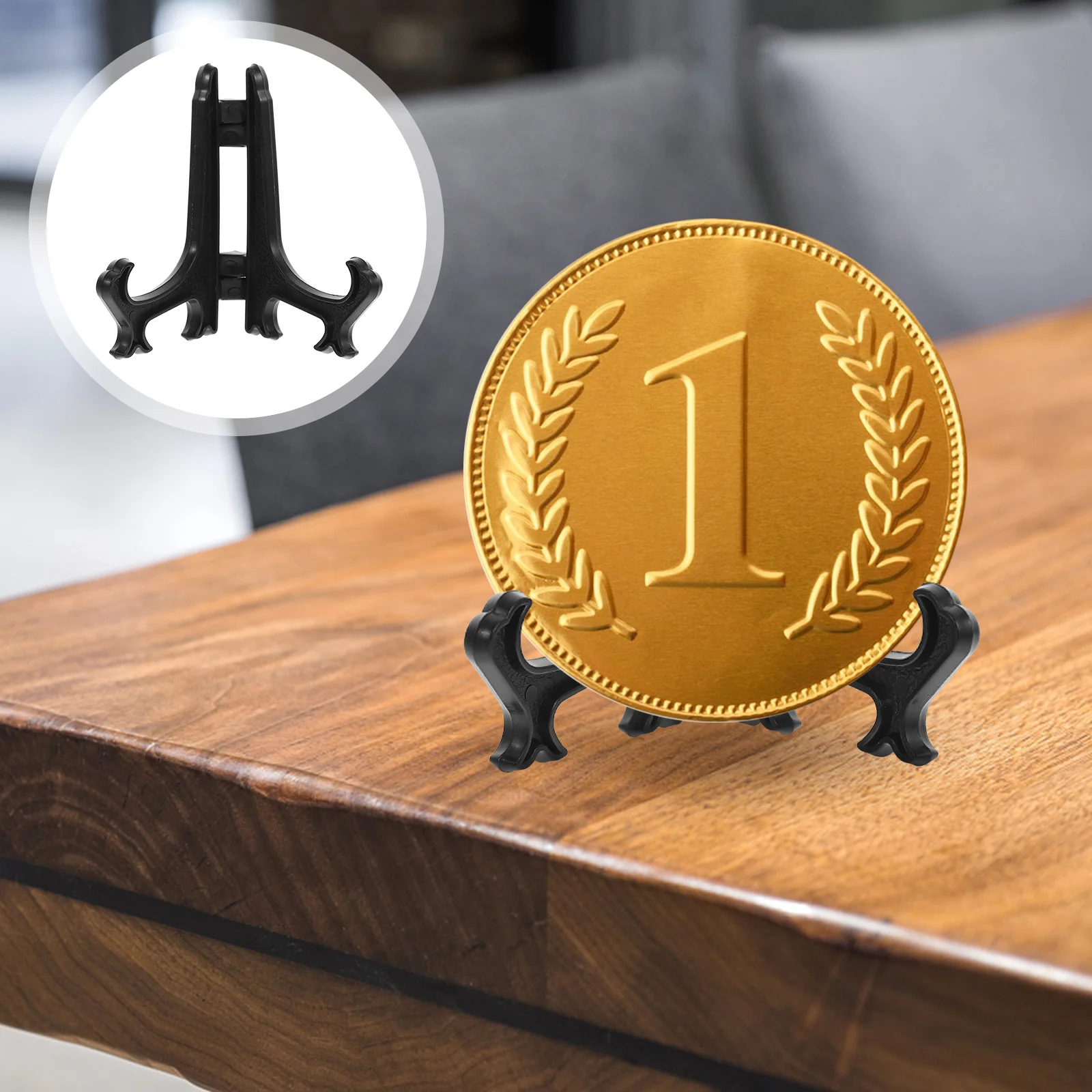 

6Pcs Desktop Coin Display Stand Sturdy Acrylic Storage Rack for Collectibles Medals Mini Models Business Cards Organizer