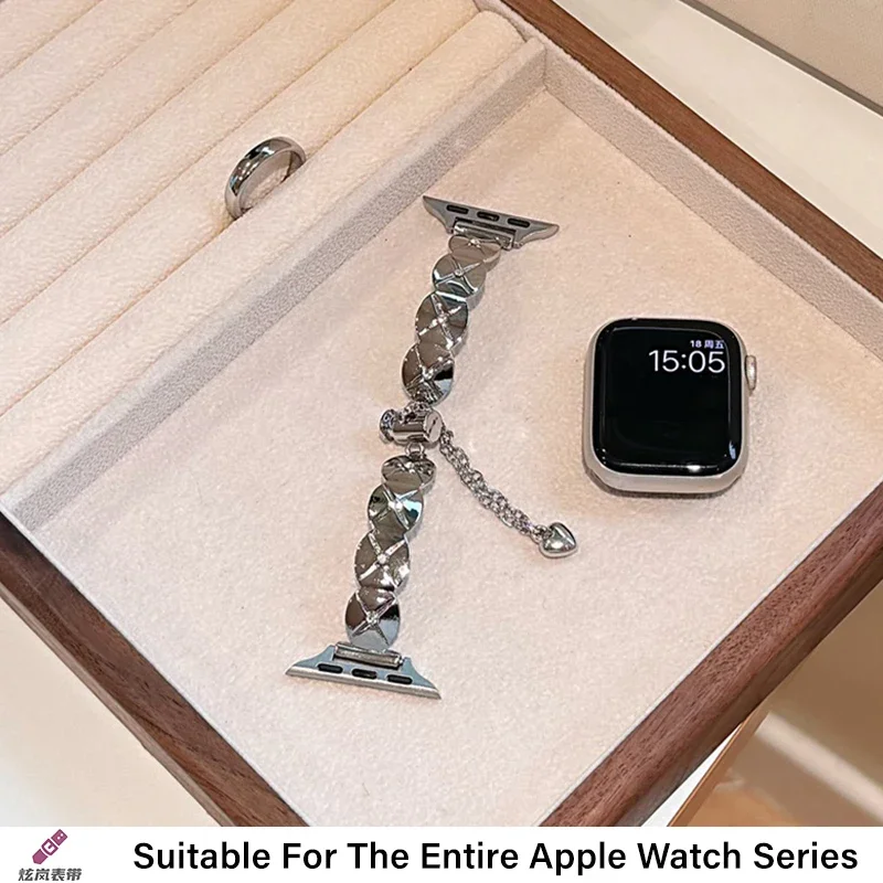 Женский металлический ремешок для Apple Watch 10, ремешок 42 мм, 41 мм, 46 мм, 44/49 мм, 45 мм, 40 мм, стальной ремень, браслет iWatch Series 9 8 7 Se 6 5 Ultra