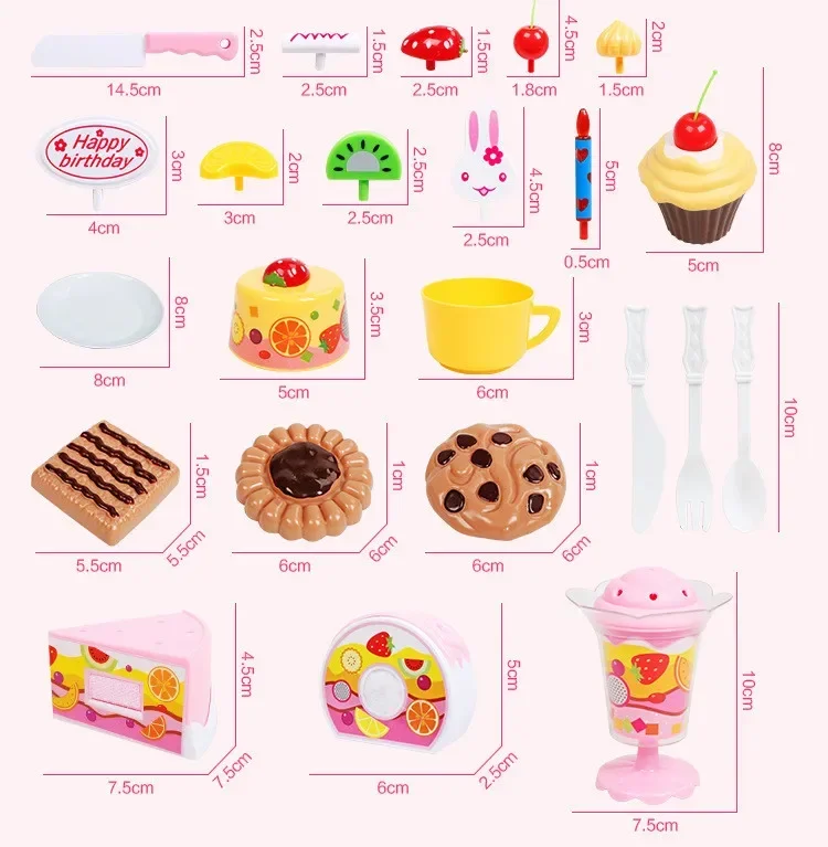 75pcs/set High Quality Can Cut the Birthday cake Dessert biscuit ice cream Candle Play house Interactive Toy baby best gift