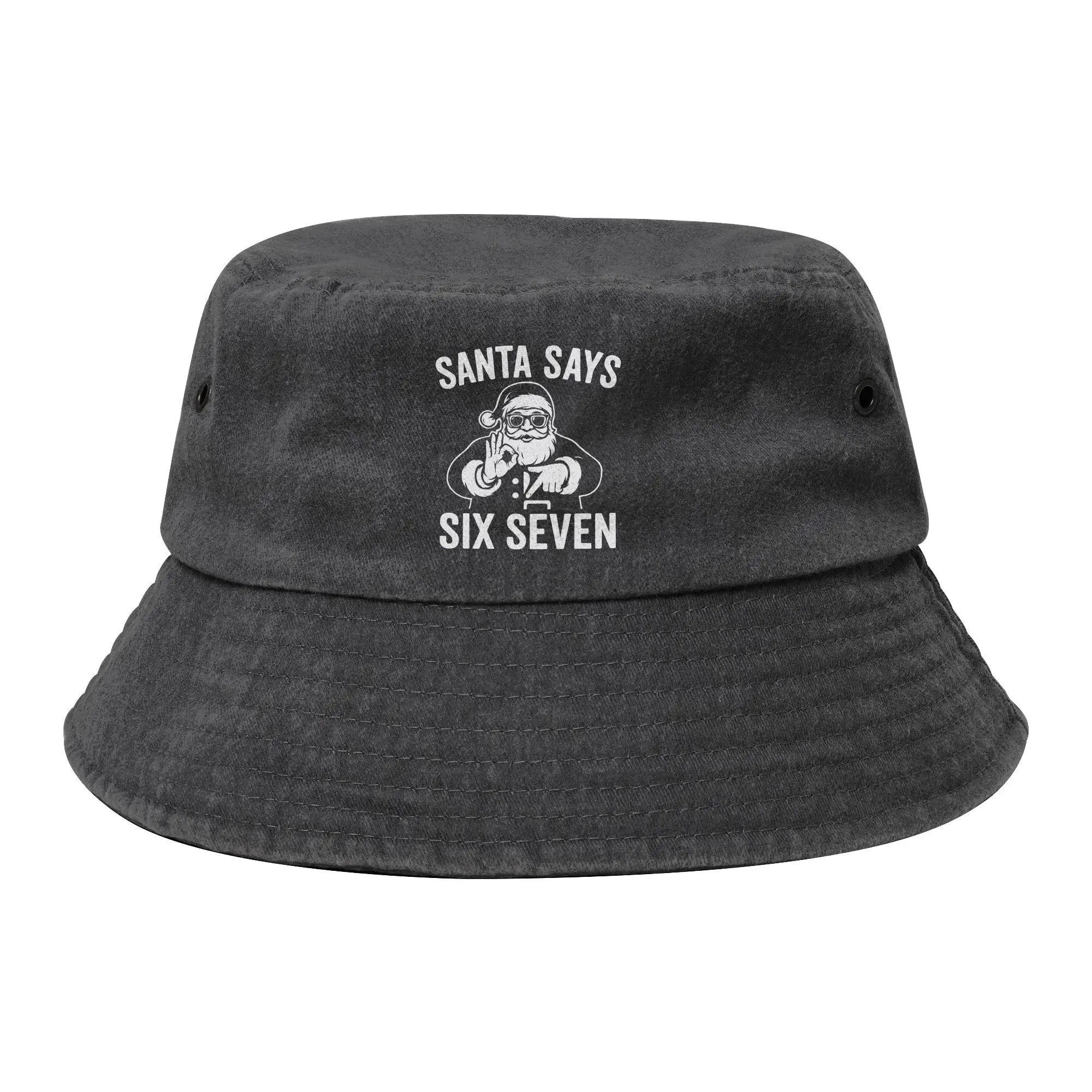 67 Christmas Meme Bucket Hat Unisex Outdoor Six Seven Distressed Cotton Fisherman Hat Summer Boonie Hat