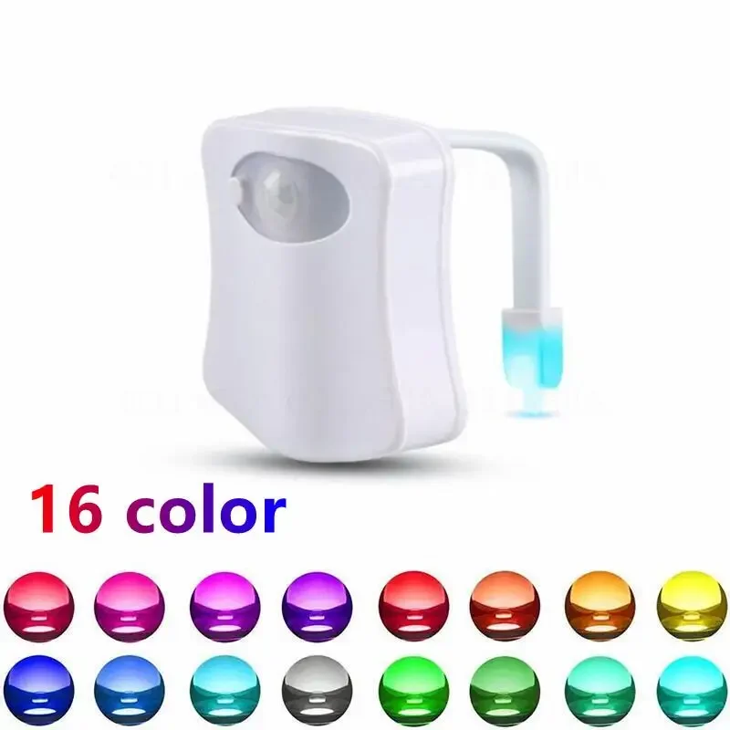 16Colors Smart Motion Sensor Toilet Seat Light Waterproof LED WC Lamp