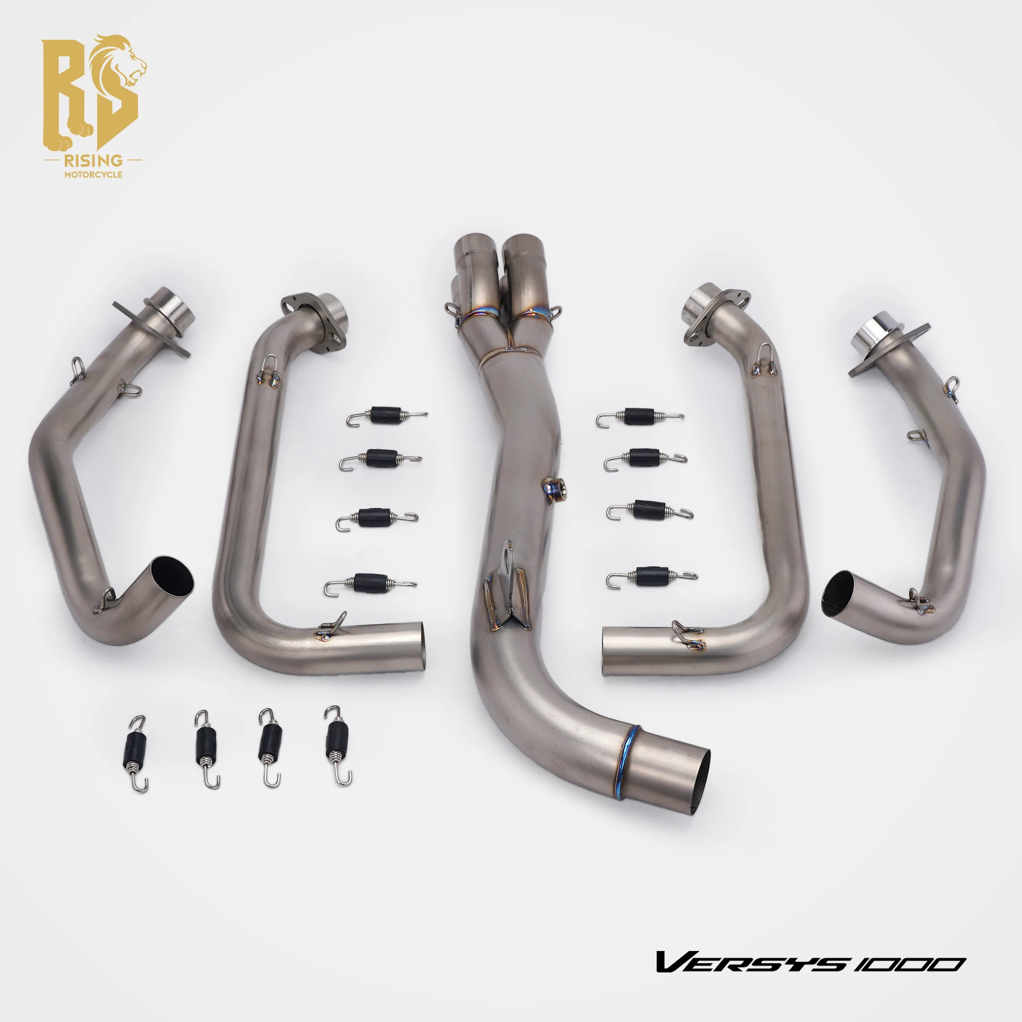 For Kawasaki Versys 1000 2019-2024 Stainless Mandrel Bent High Flow Exhaust Manifold Header System Fits Stock Muffler Slip On