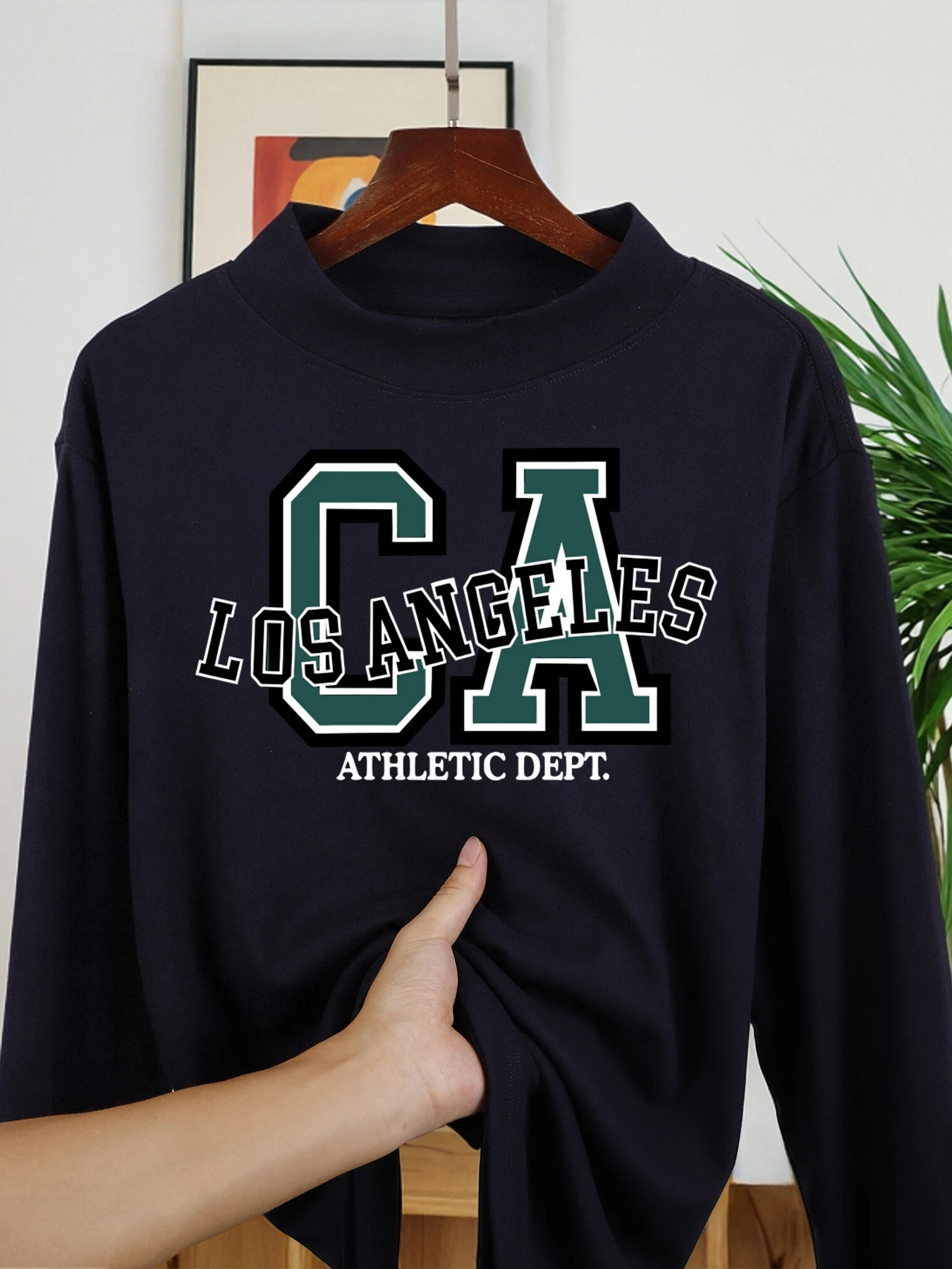 

Los Angeles California Printing Men'S Long Sleeved Shirt Fit Fashion Clothing Warm Velvet Fleece Shirts Middle Collar New Tops