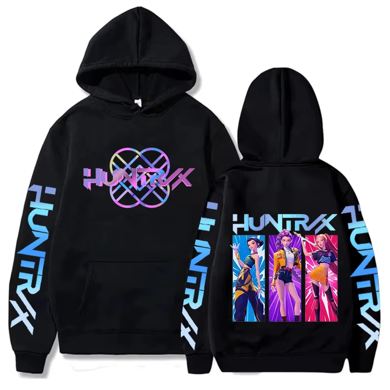 سويت شيرت شتوي مطبوع عليه Kpop Demon Hunters بأكمام طويلة وقلنسوة ملابس Hiphop Y2k