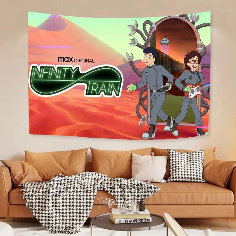 Cool anime Infinity Train Tapestry House Bedroom Living Bar Garden Microfiber Decoration Background