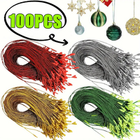 New 100PCS Christmas Drop Ornaments String Ribbon Xmas Ball Pendant Hanging Ropes Christmas Decorations Home Gift Packaging Tag