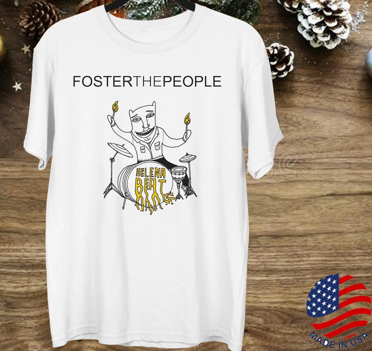 تي شيرت Foster The People Band Helena Beat باللون الأبيض JJ4394