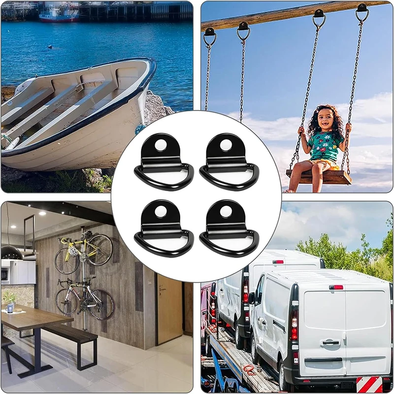 D Shape Pull Hook Tie Down Anchors Ring Iron Stainless Steel Cargo Truck Trailers RV Boats Practical Hooks Accessories