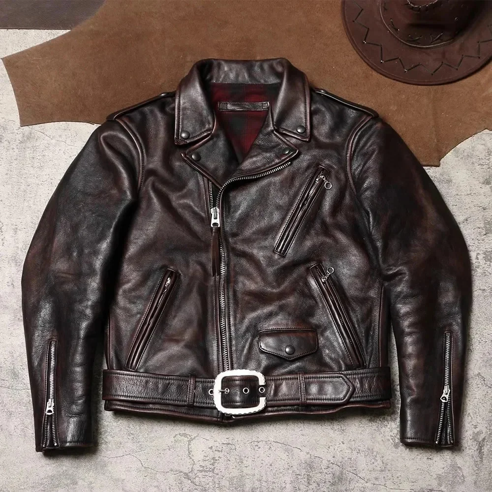 YR-Motor Rider Leather Jacket for Men, Quality Vintage Style, Plus Size, Soft Cowhide Cloth, Cow Wear,Wholesales