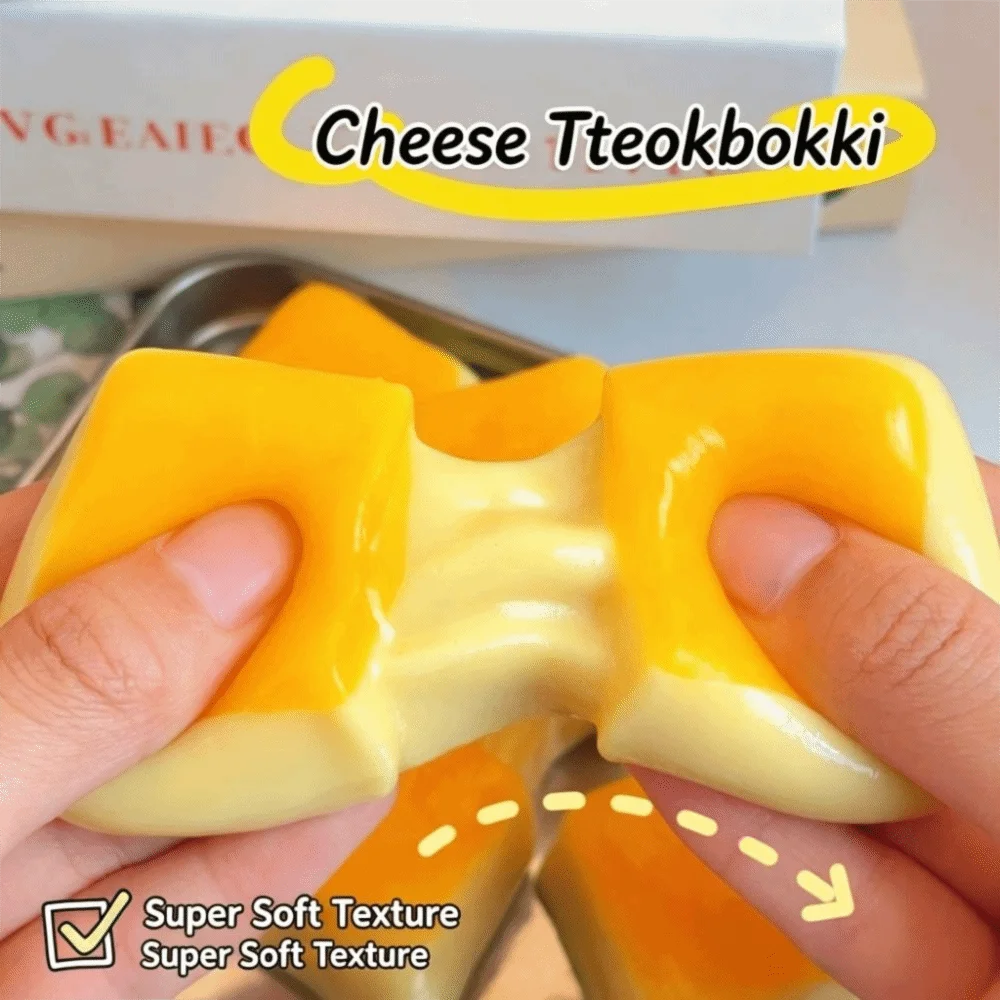 Soft Rice Cake Stress Relief Toy Stretchy Realistic Rice Cake Squeeze Toy Sticky Surface Slow Rebound Food Shaped Fidget Toy