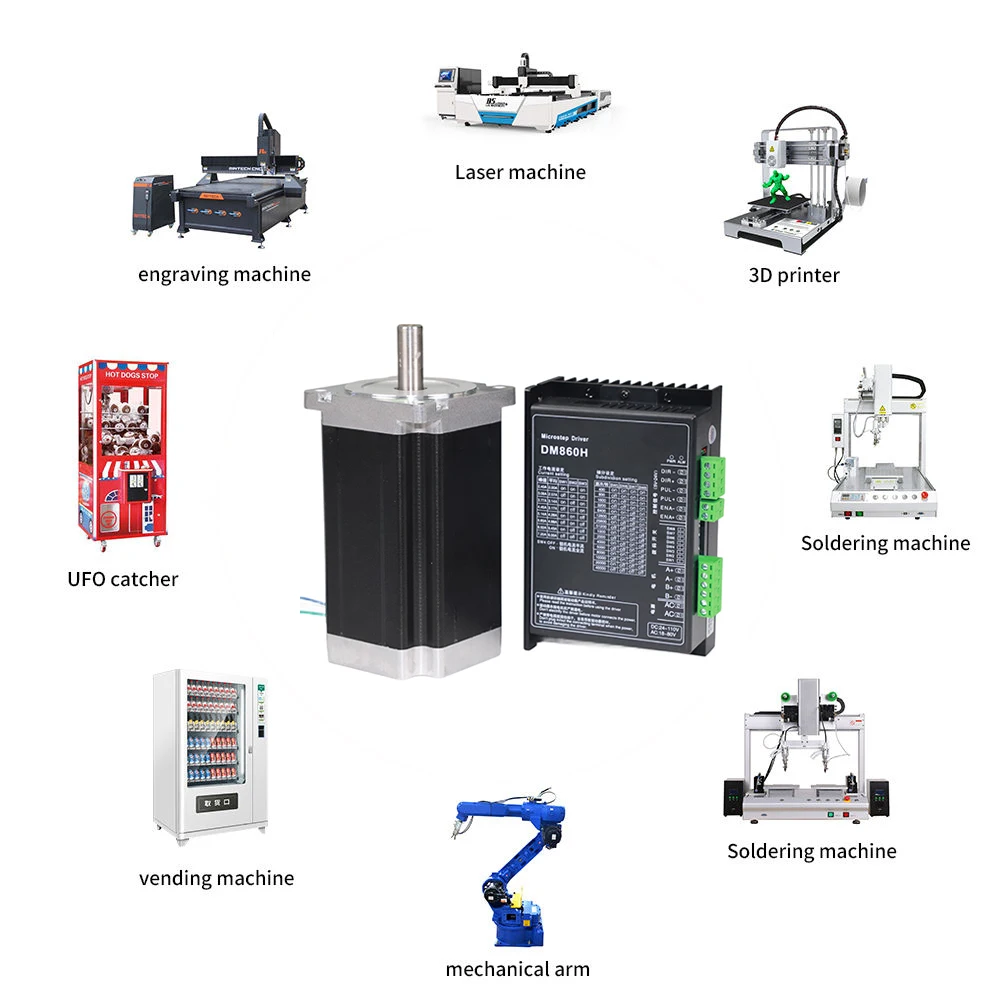 Motor paso a paso híbrido Nema34 bifásico de alto par de 12 Nm con controlador de motor para kits CNC y aplicaciones impulsadas