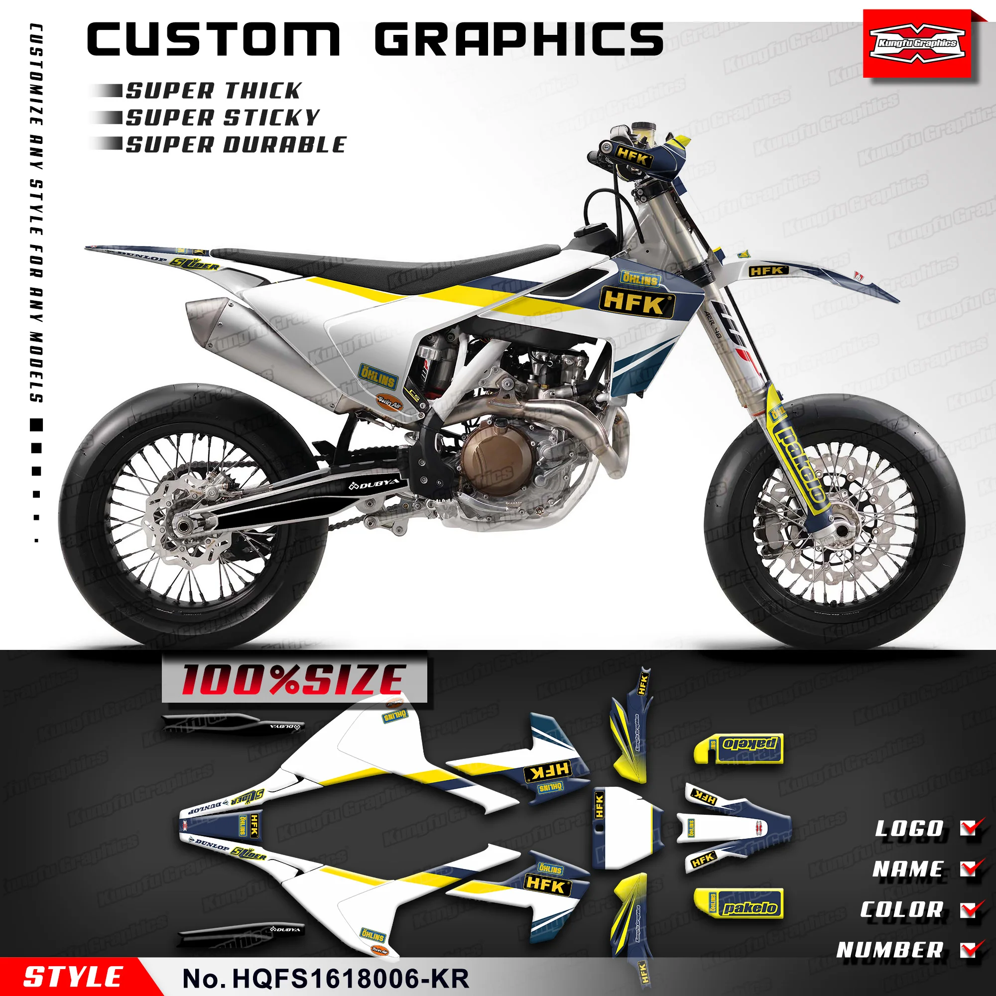 

KUNGFU GRAPHICS Racing Graphics Adhesive Decals for Husqvarna FS 450 FS450 2016 2017 2018, HQFS1618006-KR